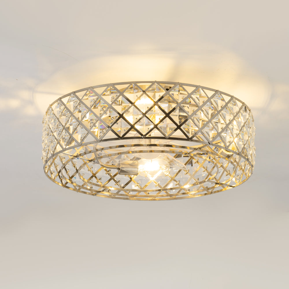 19-inch Small Caged Ceiling Fans with Lights and Remote, Low Profile Flush Mount Ceiling Fan, Modern Bladeless Enclosed Ceiling Fan with Light for Bedroom, 7 Reversible Transparent Blades