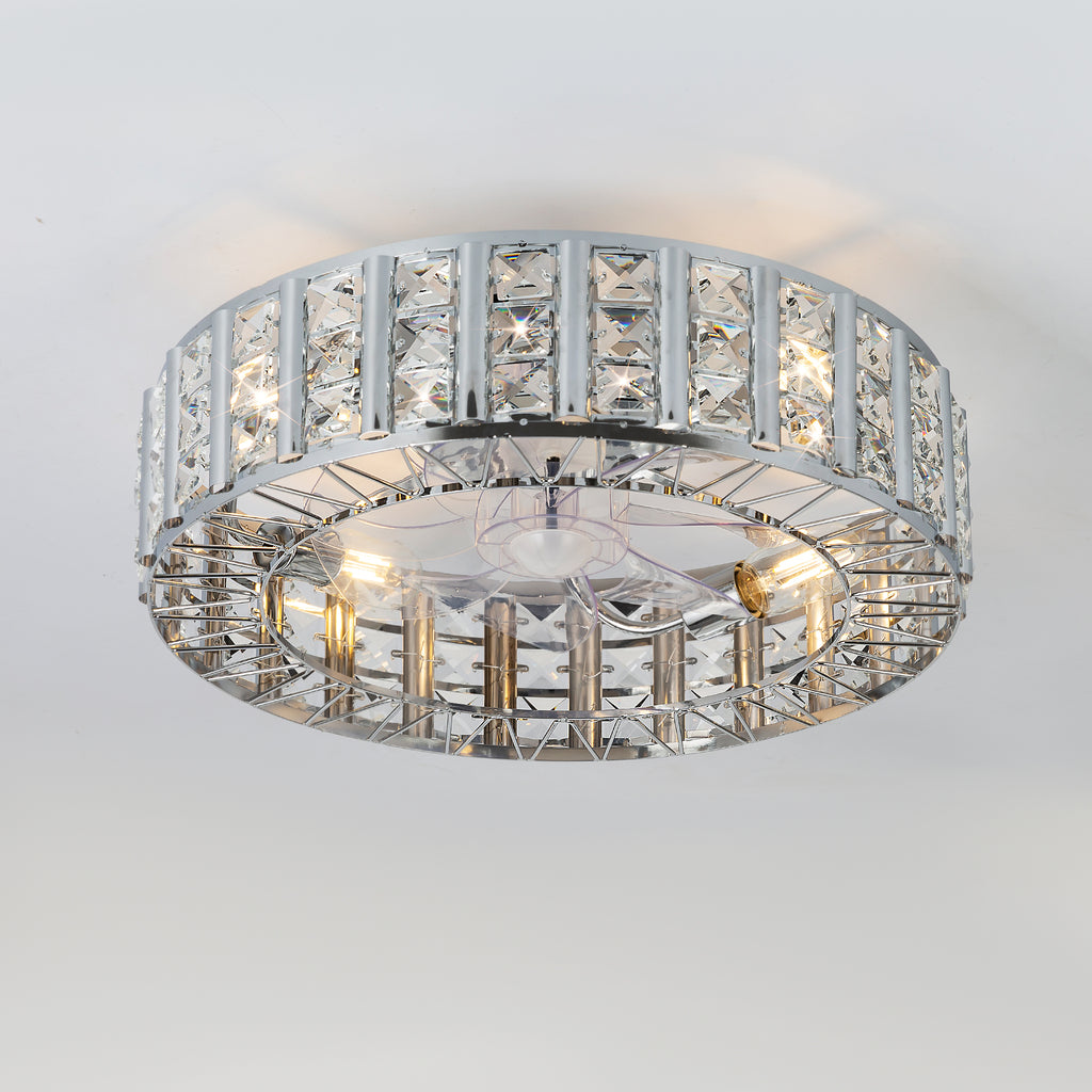 19 Inch 7-Blade Flush Mount Ceiling Fan with Light and Remote