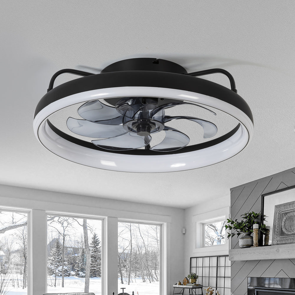 19-Inch 7-Blade LED Cage Fan with Light  and Remote  for Low Ceiling