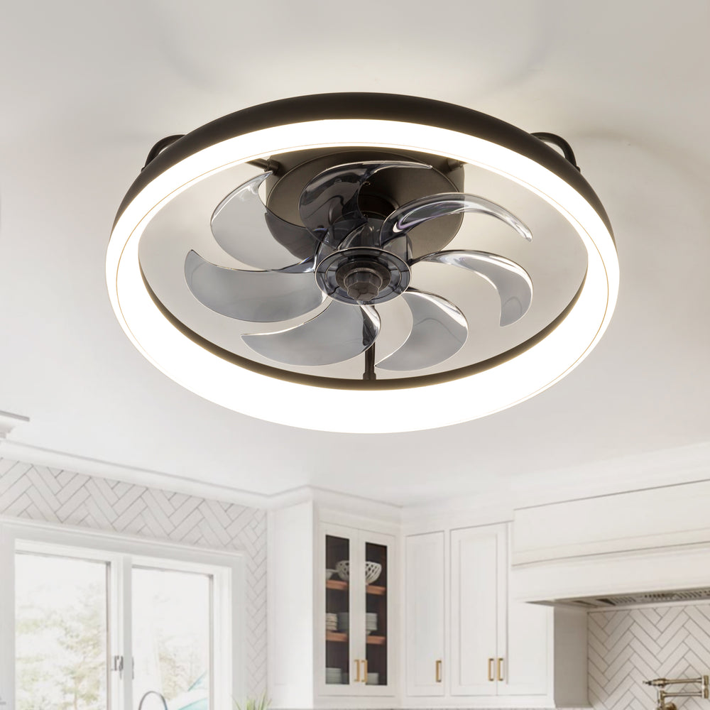 19-Inch 7-Blade LED Cage Fan with Light  and Remote  for Low Ceiling
