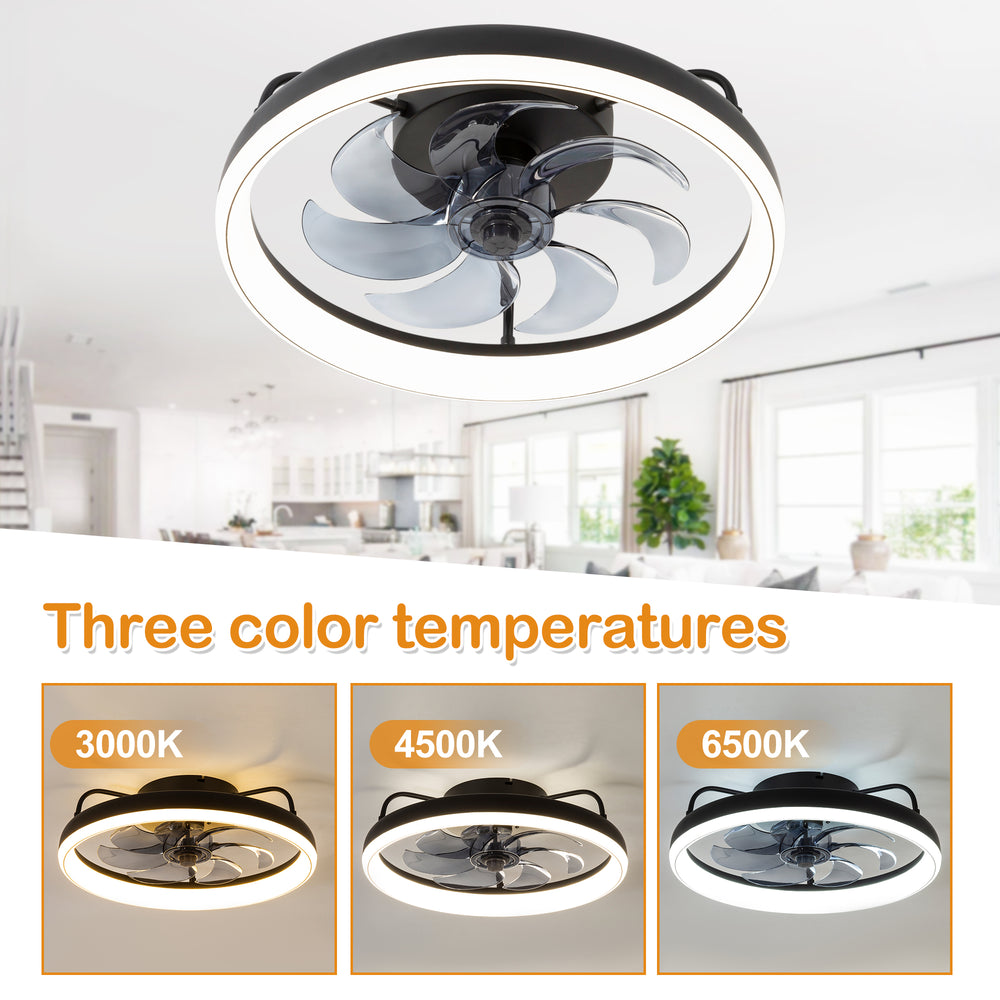 19-Inch 7-Blade LED Cage Fan with Light  and Remote  for Low Ceiling