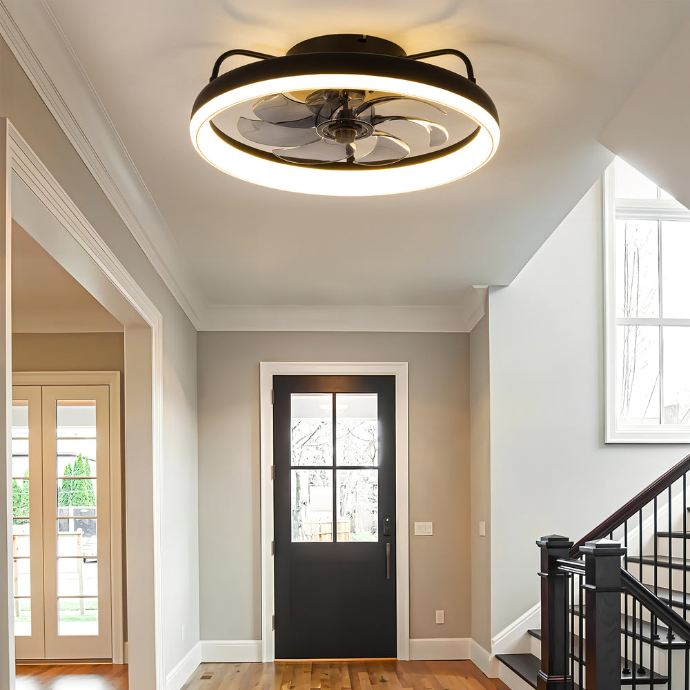 19-Inch 7-Blade LED Cage Fan with Light  and Remote  for Low Ceiling