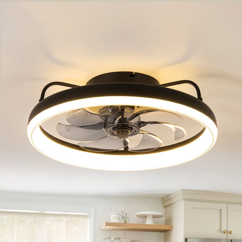 19-Inch 7-Blade LED Cage Fan with Light  and Remote  for Low Ceiling