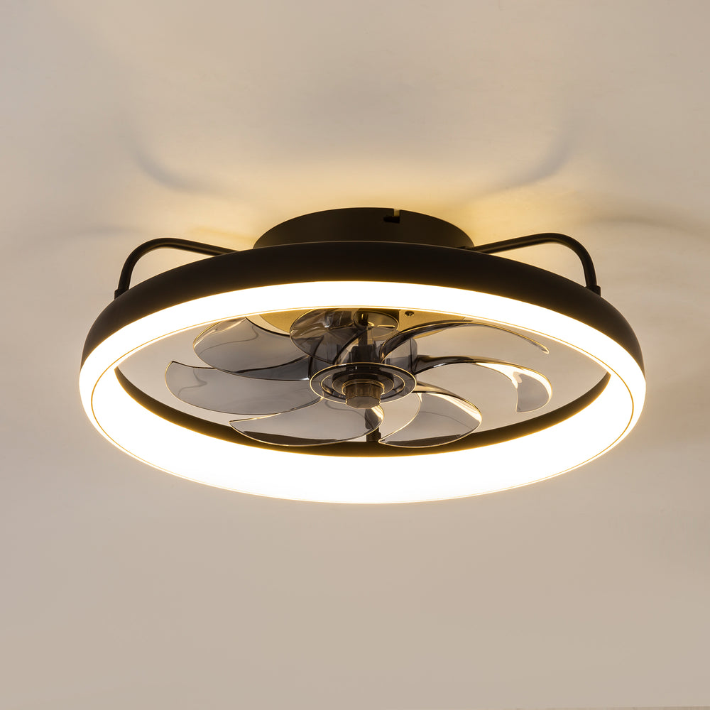 19-Inch 7-Blade LED Cage Fan with Light  and Remote  for Low Ceiling