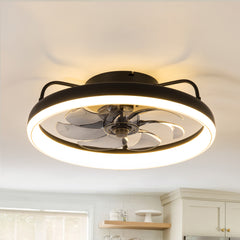 19-Inch 7-Blade LED Cage Fan with Light for Low Ceilings