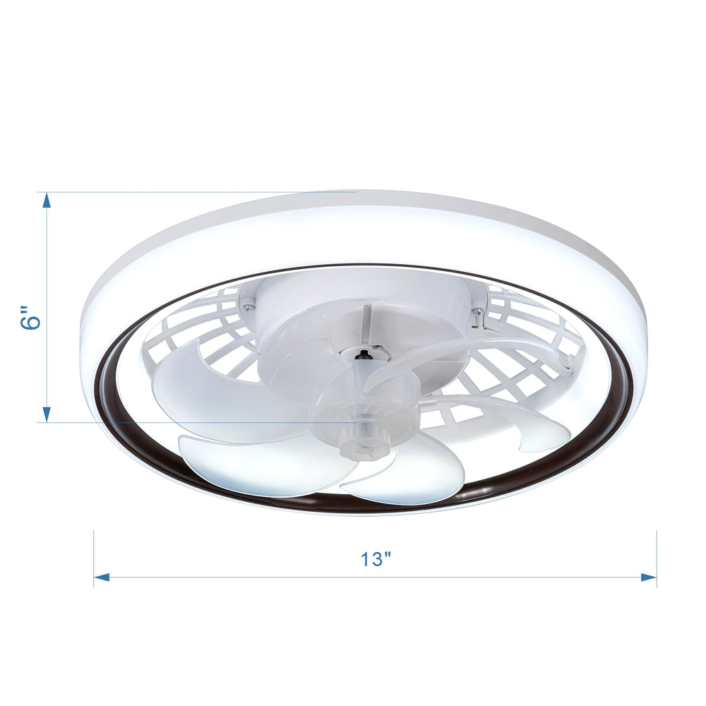 13-Inch Socket White LED Ceiling Fans with Lights and Remote
