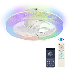 20 Inch Dimmable RGB Smart Ceiling Fan Light with Remote and APP