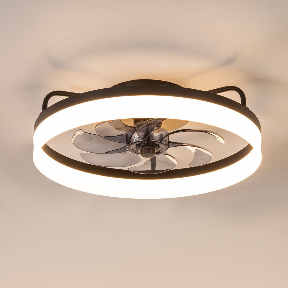 20 Inch 7-Blade Low Profile Enclosed Ceiling Fan with Light and Remote Control