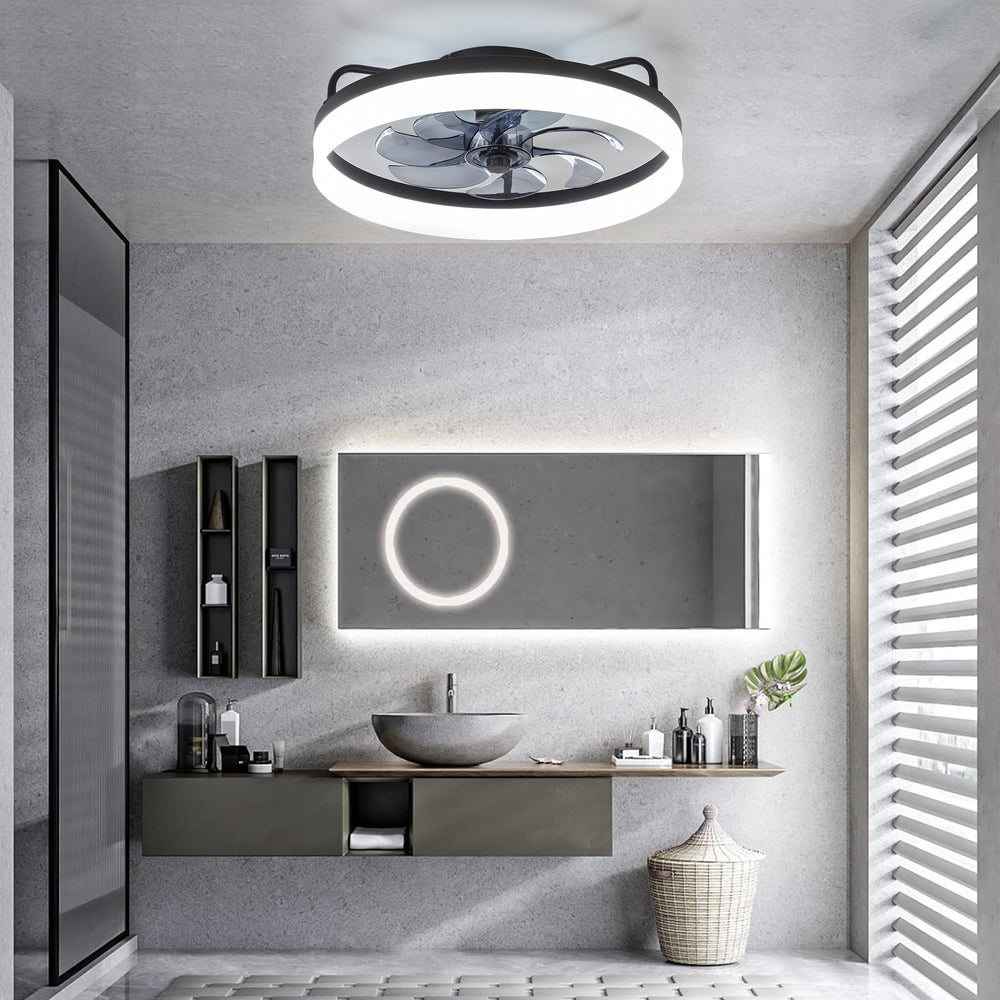 20 Inch 7-Blade Low Profile Enclosed Ceiling Fan with Light and Remote Control