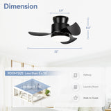 Galon 22-Inch Low Profile Small Ceiling Fan With Light & Remote
