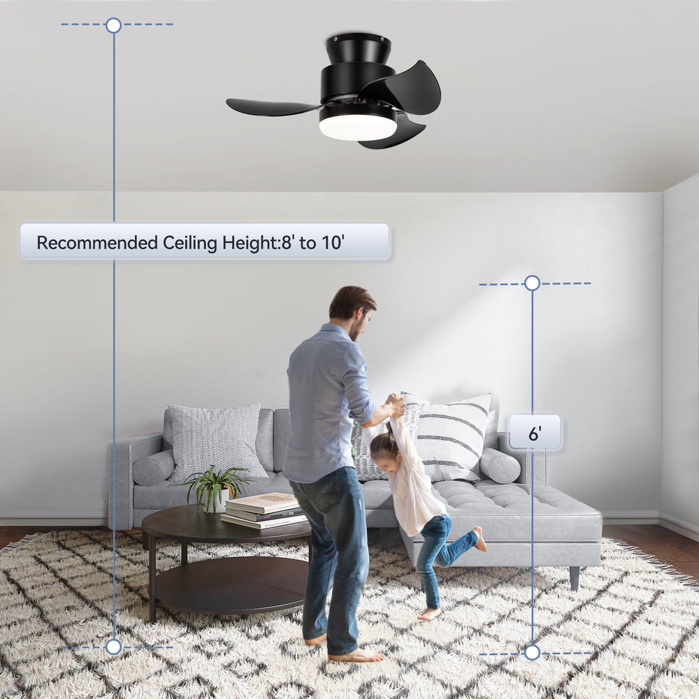 Galon 22-Inch Low Profile Small Ceiling Fan With Light & Remote