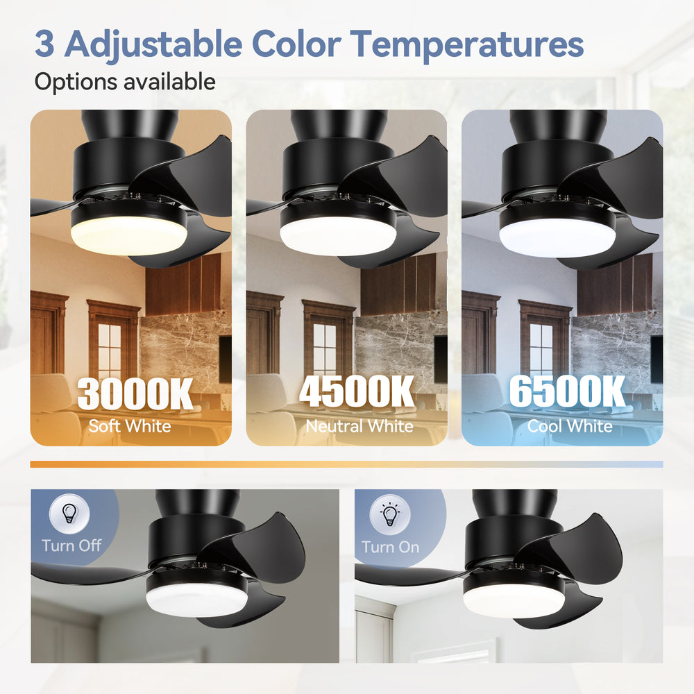 Galon 22-Inch Low Profile Small Ceiling Fan With Light & Remote