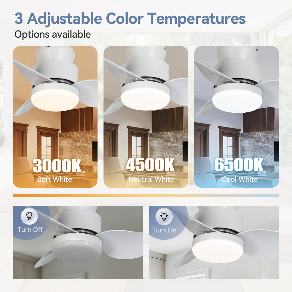 Galon 22-Inch Low Profile Small Ceiling Fan With Light & Remote