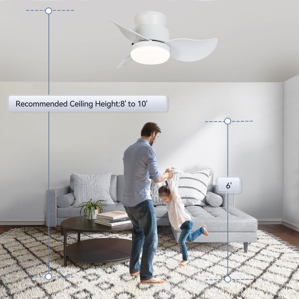 Galon 22-Inch Low Profile Small Ceiling Fan With Light & Remote