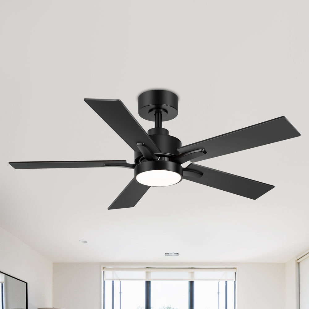 42-inch 5-Blade Ceiling Fan with Lights and Remote, 6 Speeds Reversible DC Motor Noiseless, Modern Ceiling Fan for Patios, Living Room, Farmhouse, Kitchen