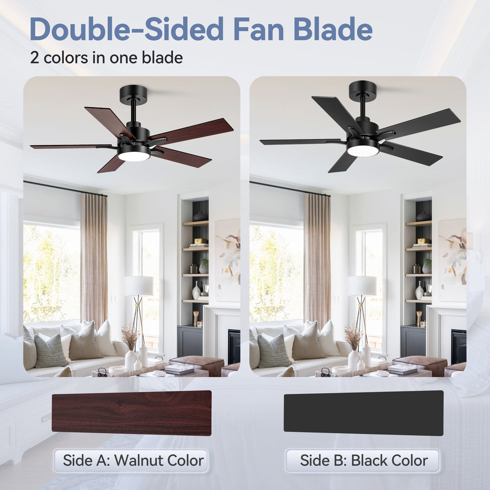 42-inch 5-Blade Ceiling Fan with Lights and Remote, 6 Speeds Reversible DC Motor Noiseless, Modern Ceiling Fan for Patios, Living Room, Farmhouse, Kitchen