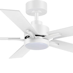 Ceiling Fans with Lights and Remote, 42 inch White Ceiling Fan with Light, 6 Speeds Reversible DC Motor Noiseless, Modern Ceiling Fan for Patios, Living Room, Farmhouse, Kitchen