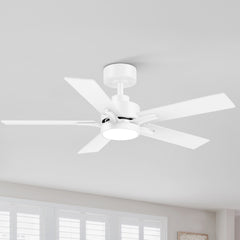 Ceiling Fans with Lights and Remote, 42 inch White Ceiling Fan with Light, 6 Speeds Reversible DC Motor Noiseless, Modern Ceiling Fan for Patios, Living Room, Farmhouse, Kitchen