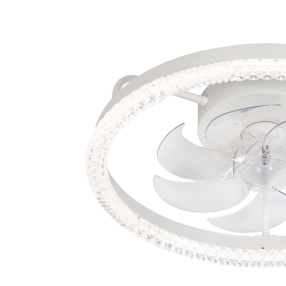 20 inch Low Profile Ceiling Fans with Led Lights, Modern Small Caged Flush Mount Ceiling Fan Remote Control, Reversible DC Motor, Timer Fandelier Ceiling Fan for Bedroom
