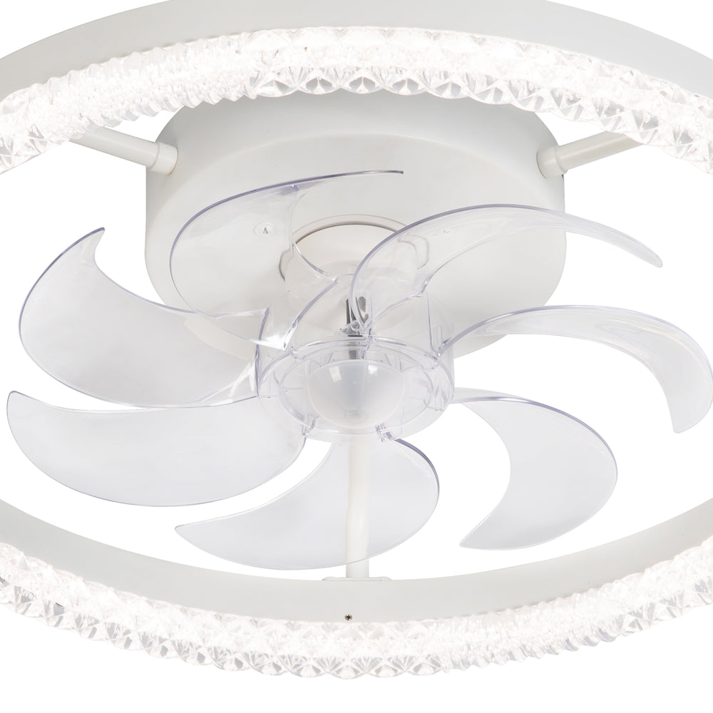 20 inch Low Profile Ceiling Fans with Led Lights, Modern Small Caged Flush Mount Ceiling Fan Remote Control, Reversible DC Motor, Timer Fandelier Ceiling Fan for Bedroom