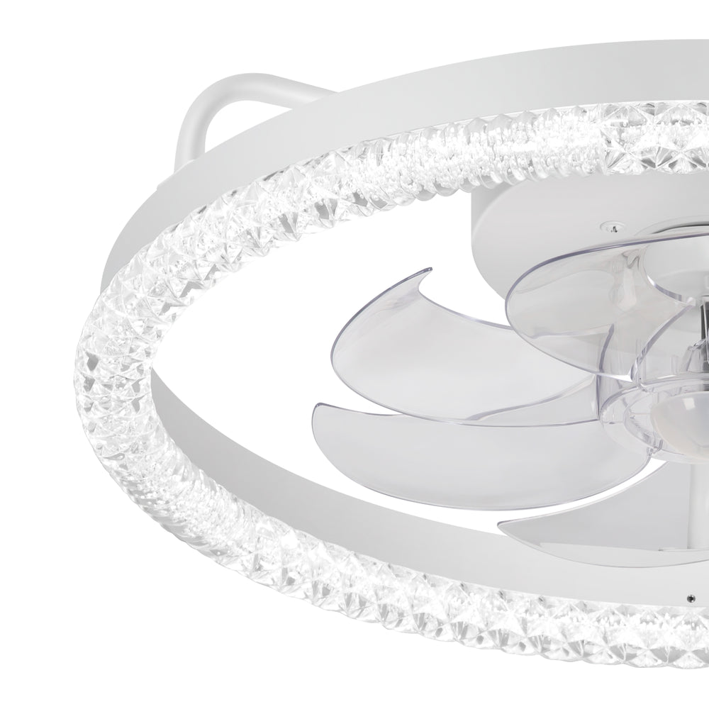 20 inch Low Profile Ceiling Fans with Led Lights, Modern Small Caged Flush Mount Ceiling Fan Remote Control, Reversible DC Motor, Timer Fandelier Ceiling Fan for Bedroom