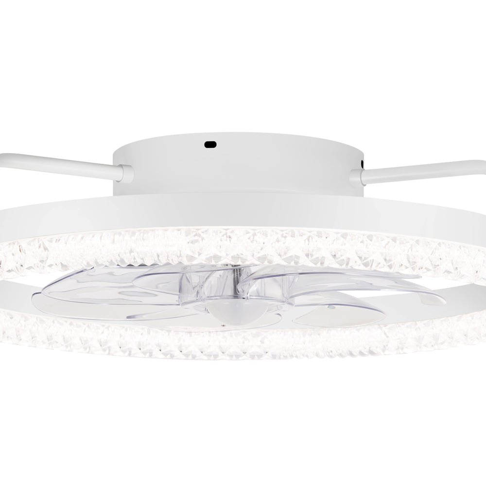 20 inch Low Profile Ceiling Fans with Led Lights, Modern Small Caged Flush Mount Ceiling Fan Remote Control, Reversible DC Motor, Timer Fandelier Ceiling Fan for Bedroom