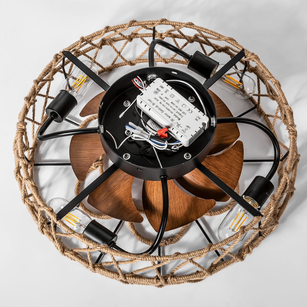 19 Inch  Low Profile Enclosed Ceiling Fan with Remote Light（7-Blade）