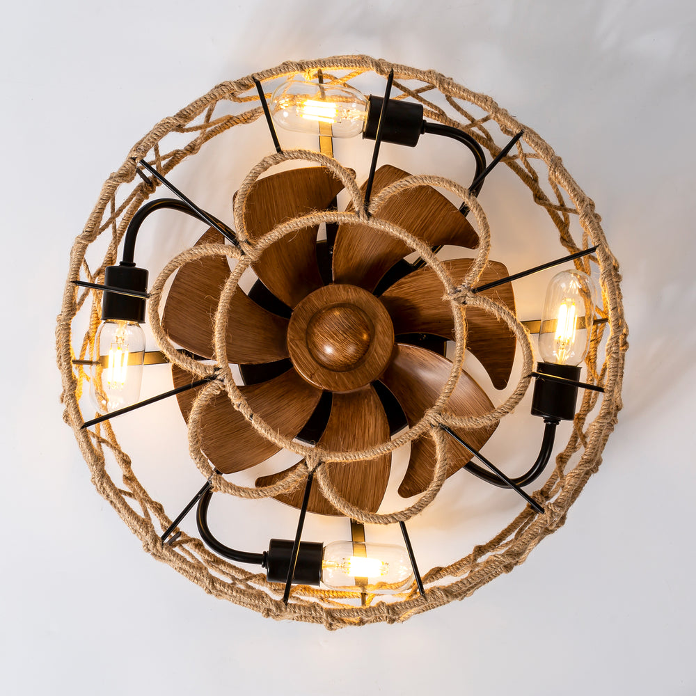 19 Inch  Low Profile Enclosed Ceiling Fan with Remote Light（7-Blade）