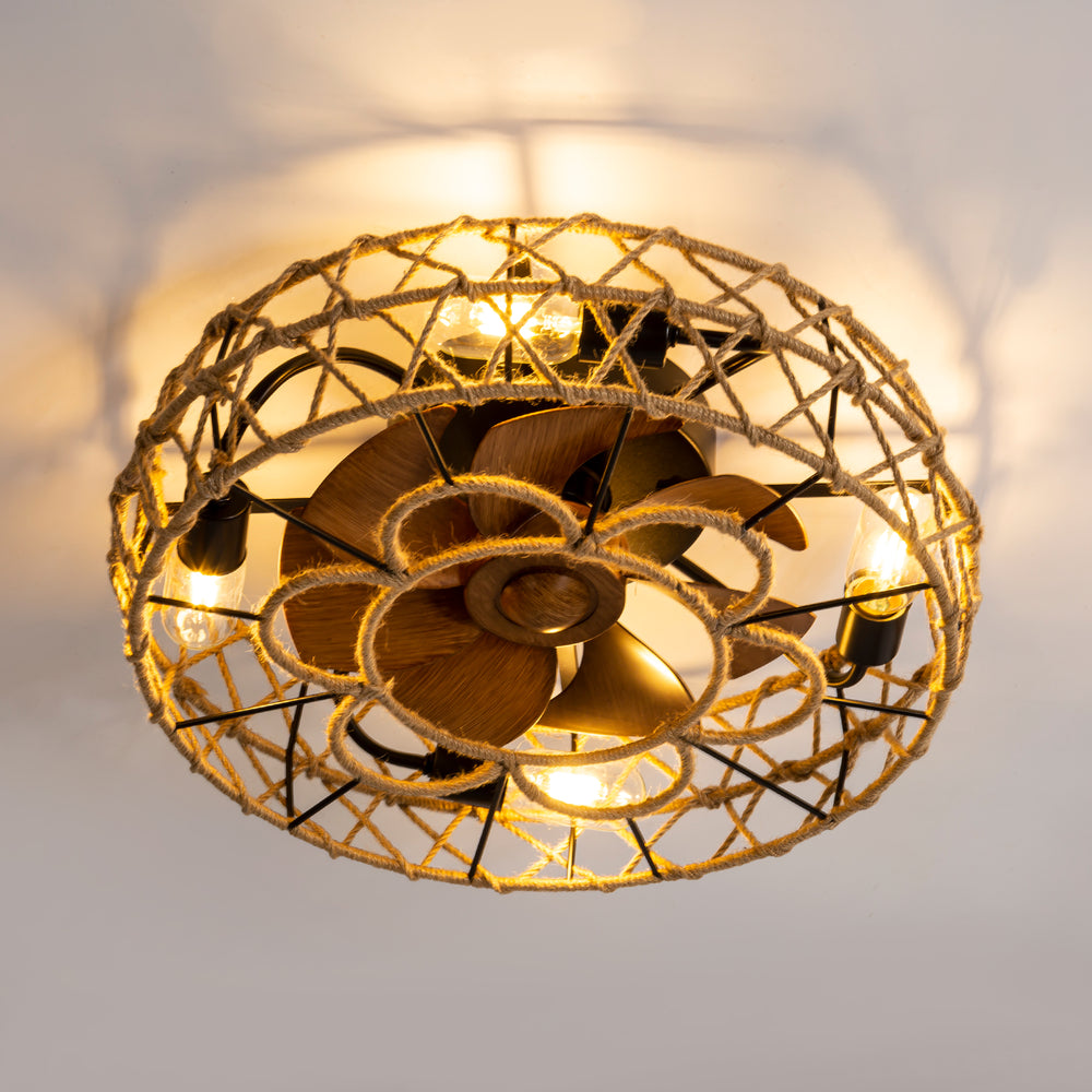 19 Inch  Low Profile Enclosed Ceiling Fan with Remote Light（7-Blade）