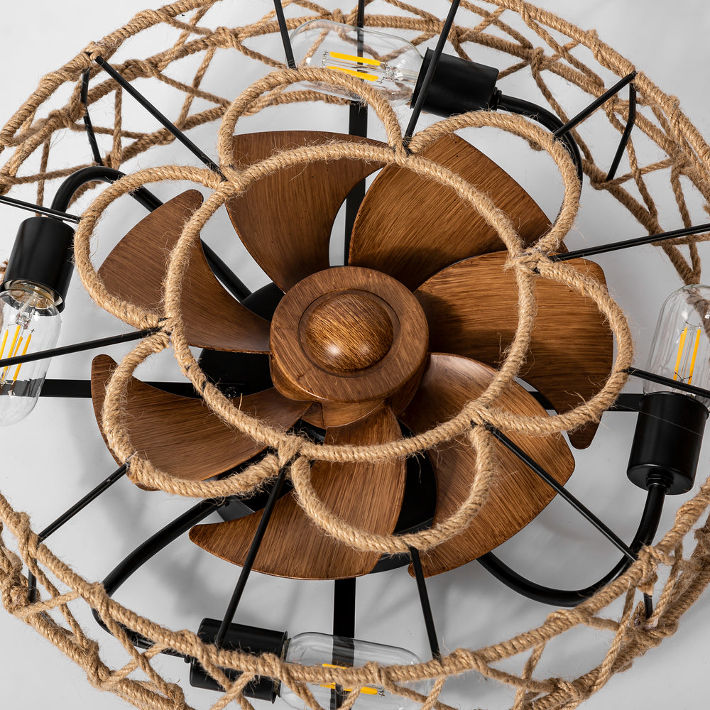 19 Inch  Low Profile Enclosed Ceiling Fan with Remote Light（7-Blade）