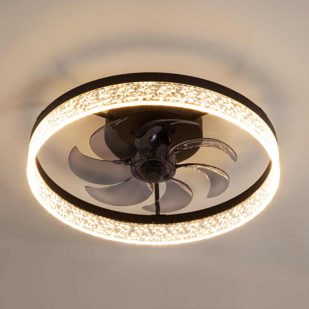 20 Inch 7-Blade Low Profile Flush Mount Ceiling Fan with Remote and Light Included