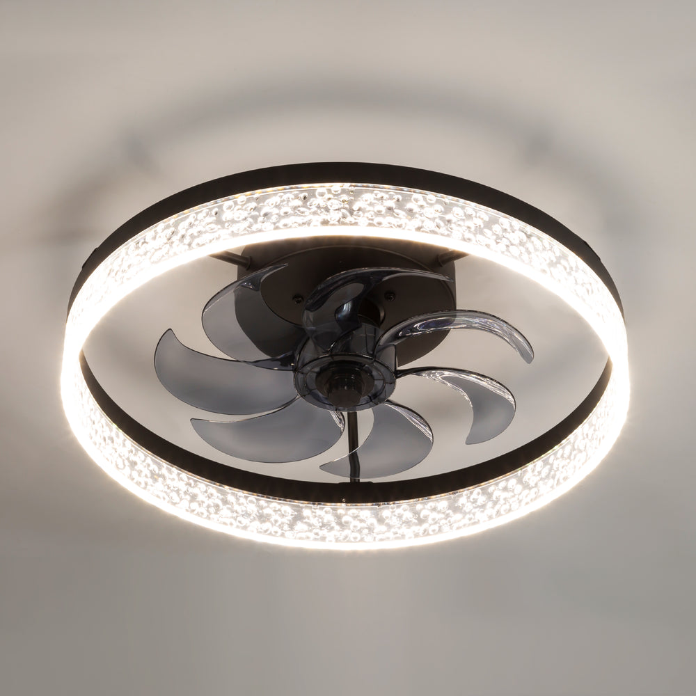 20 Inch 7-Blade Low Profile Flush Mount Ceiling Fan with Remote and Light Included