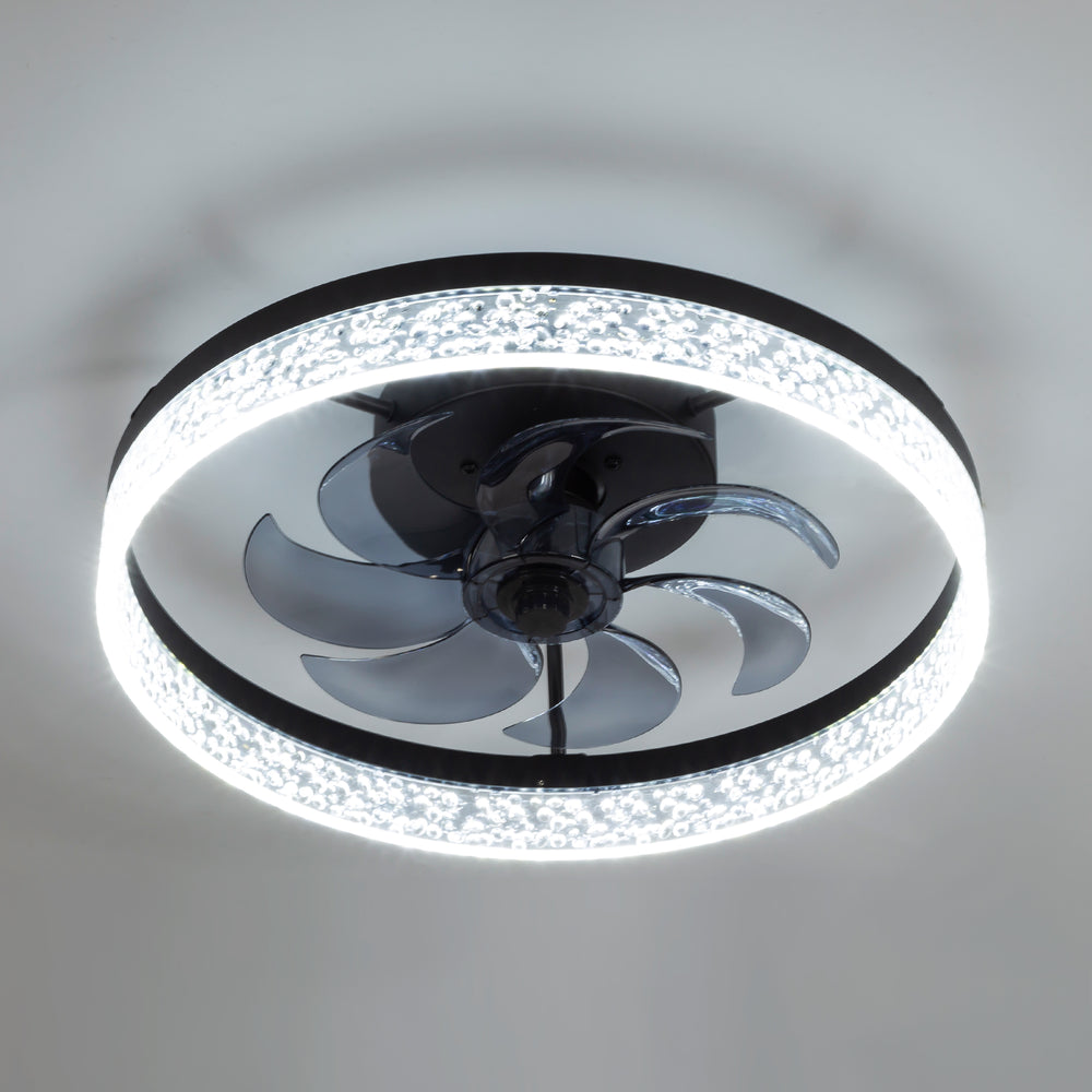 20 Inch 7-Blade Low Profile Flush Mount Ceiling Fan with Remote and Light Included