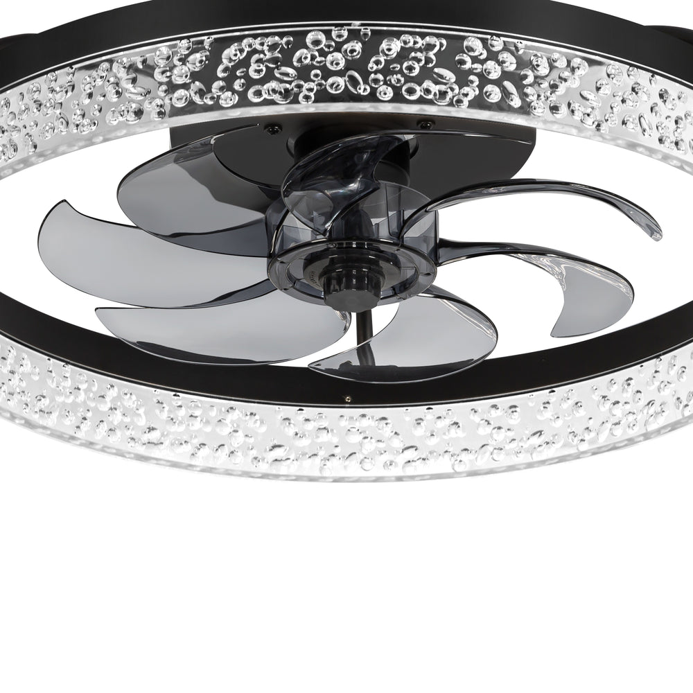 20 Inch 7-Blade Low Profile Flush Mount Ceiling Fan with Remote and Light Included