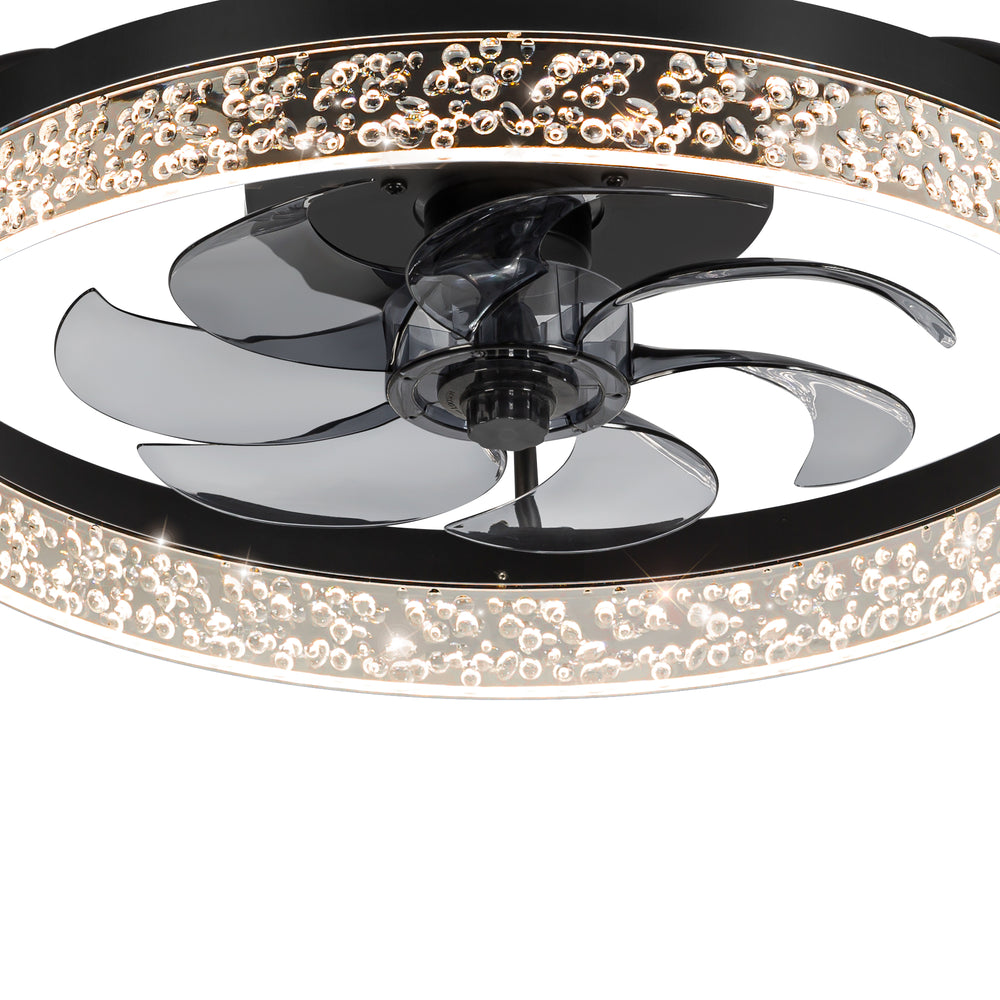 20 Inch 7-Blade Low Profile Flush Mount Ceiling Fan with Remote and Light Included