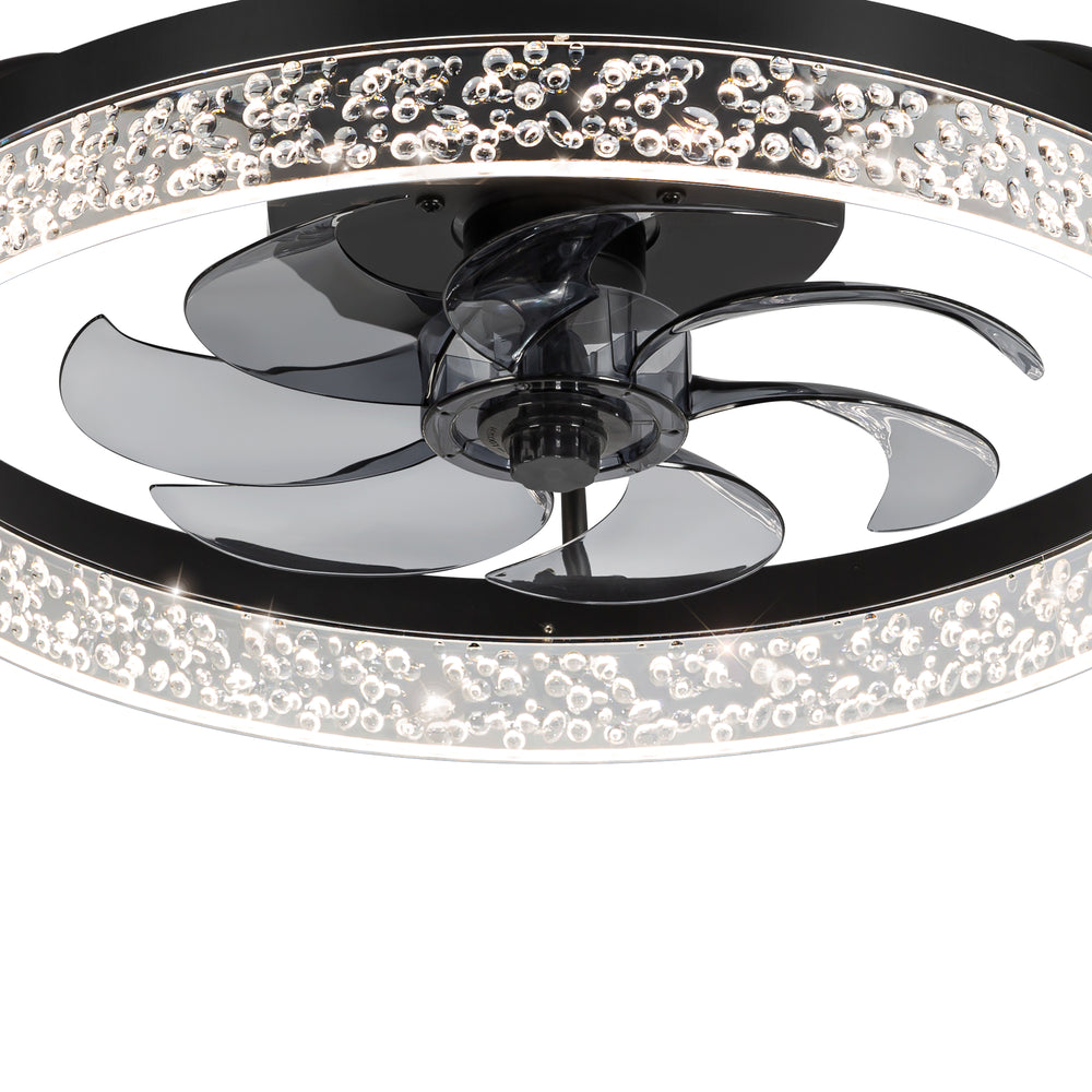20 Inch 7-Blade Low Profile Flush Mount Ceiling Fan with Remote and Light Included