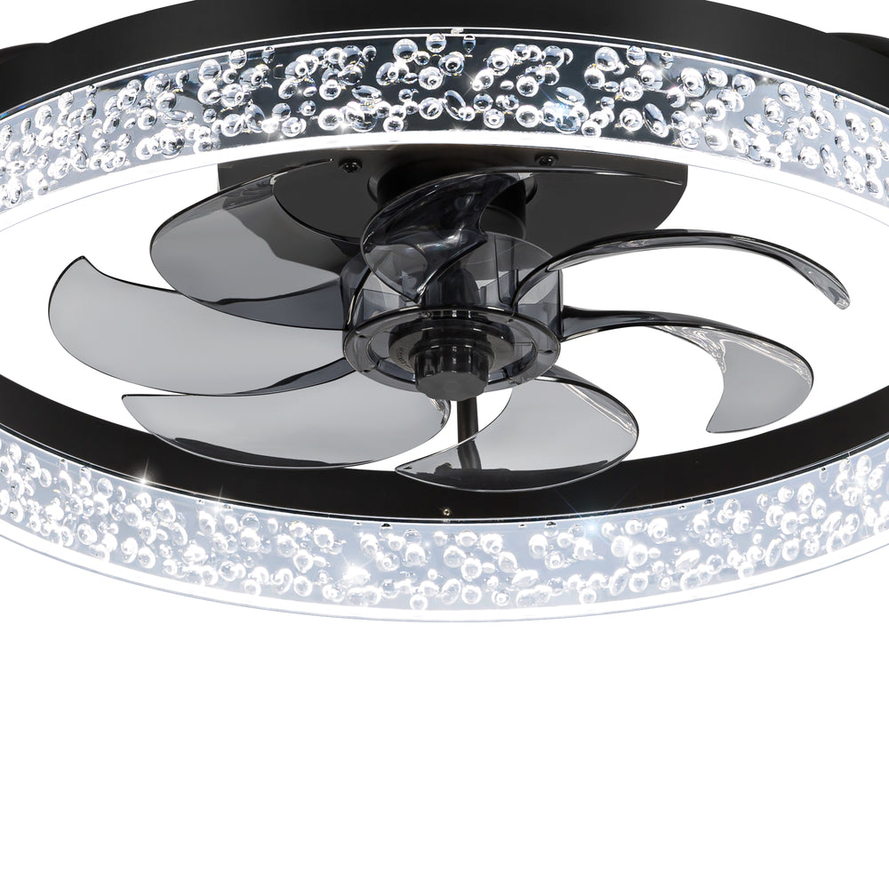 20 Inch 7-Blade Low Profile Flush Mount Ceiling Fan with Remote and Light Included