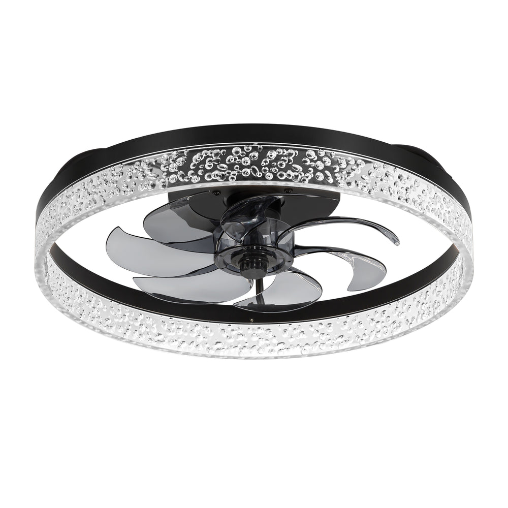 20 Inch 7-Blade Low Profile Flush Mount Ceiling Fan with Remote and Light Included