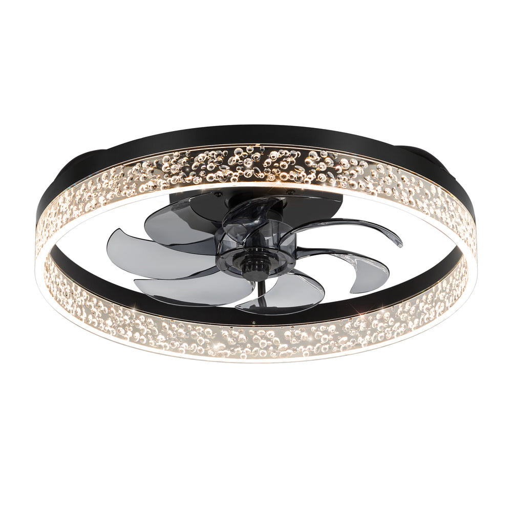 20 Inch 7-Blade Low Profile Flush Mount Ceiling Fan with Remote and Light Included