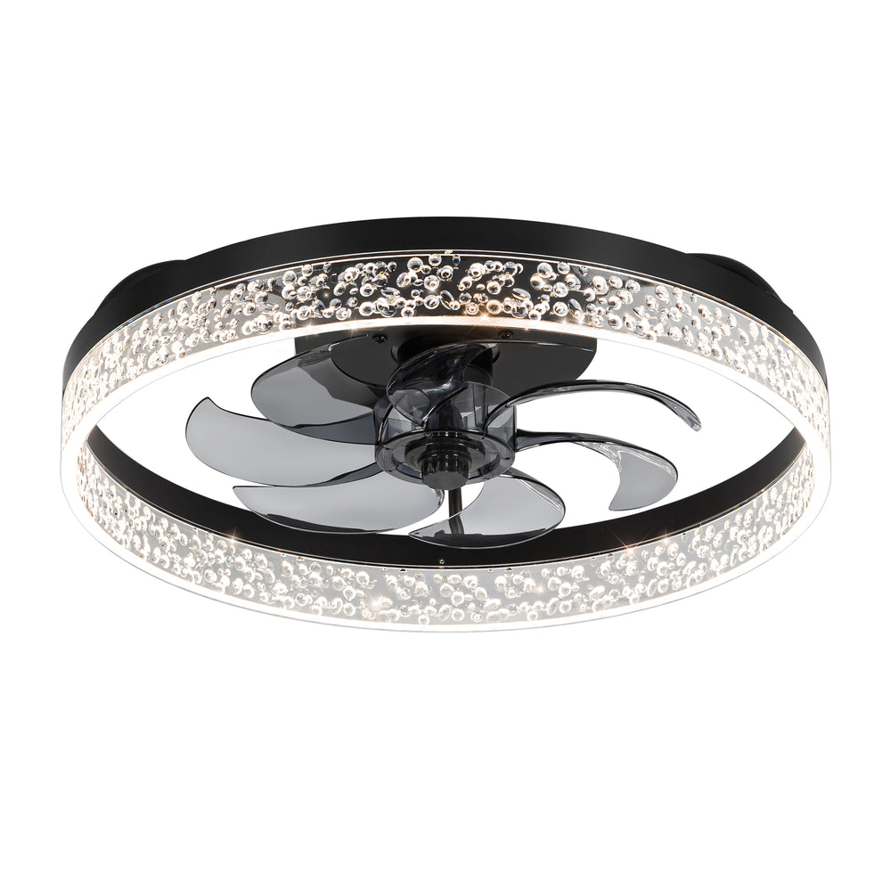 20 Inch 7-Blade Low Profile Flush Mount Ceiling Fan with Remote and Light Included