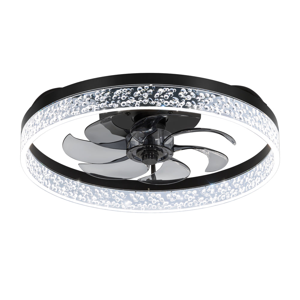 20 Inch 7-Blade Low Profile Flush Mount Ceiling Fan with Remote and Light Included