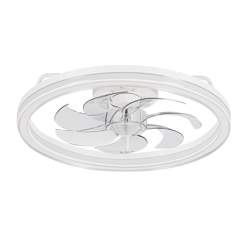 20 -inch White Low Profile Ceiling Fan with Light and Remote Control(7-Blade)