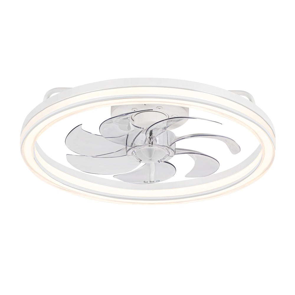 20 -inch White Low Profile Ceiling Fan with Light and Remote Control(7-Blade)