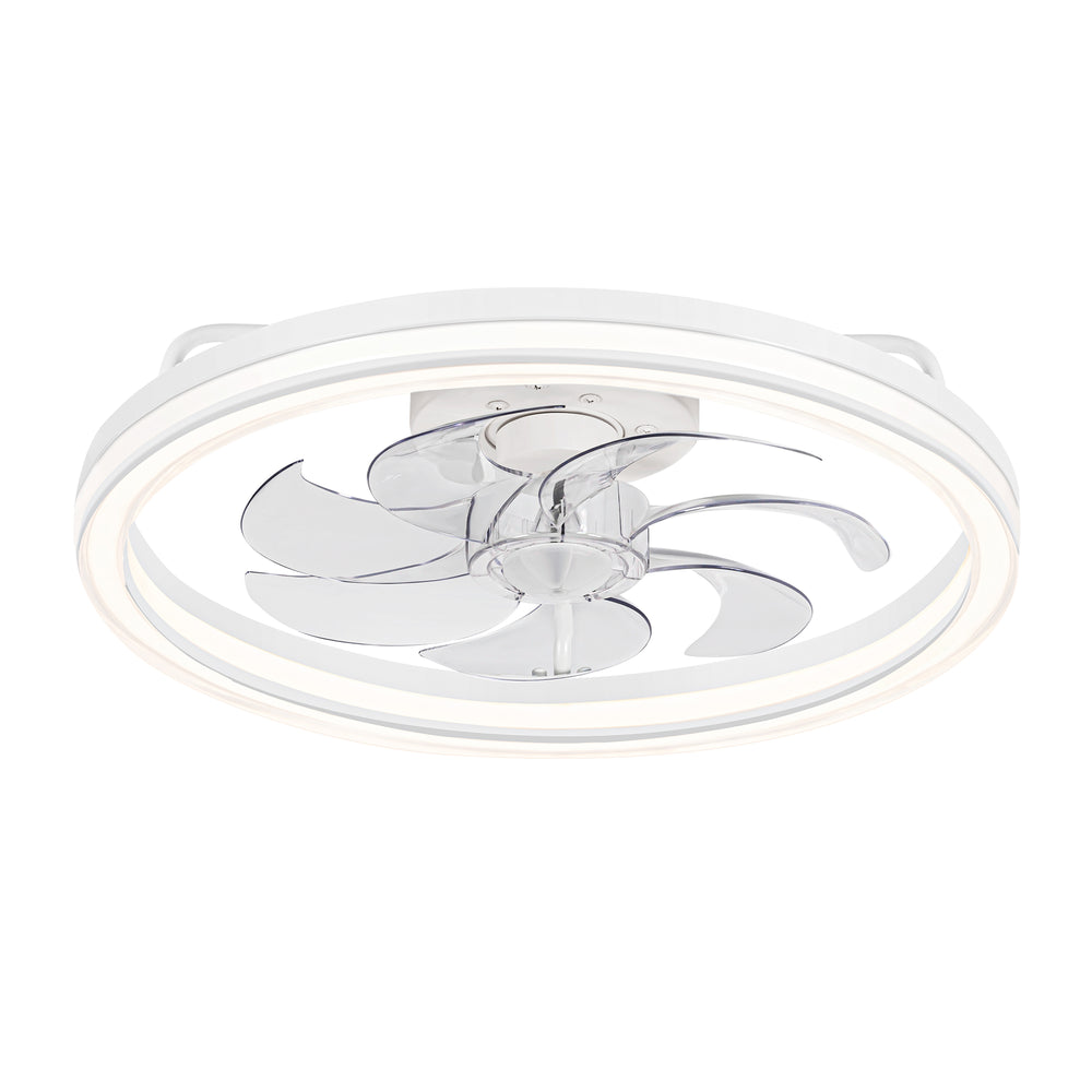 20 -inch White Low Profile Ceiling Fan with Light and Remote Control(7-Blade)
