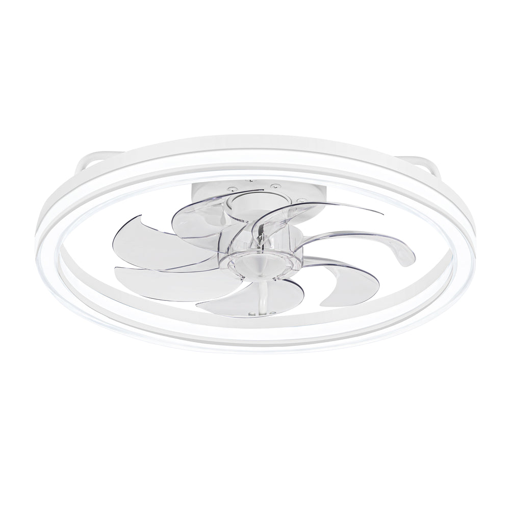 20 -inch White Low Profile Ceiling Fan with Light and Remote Control(7-Blade)