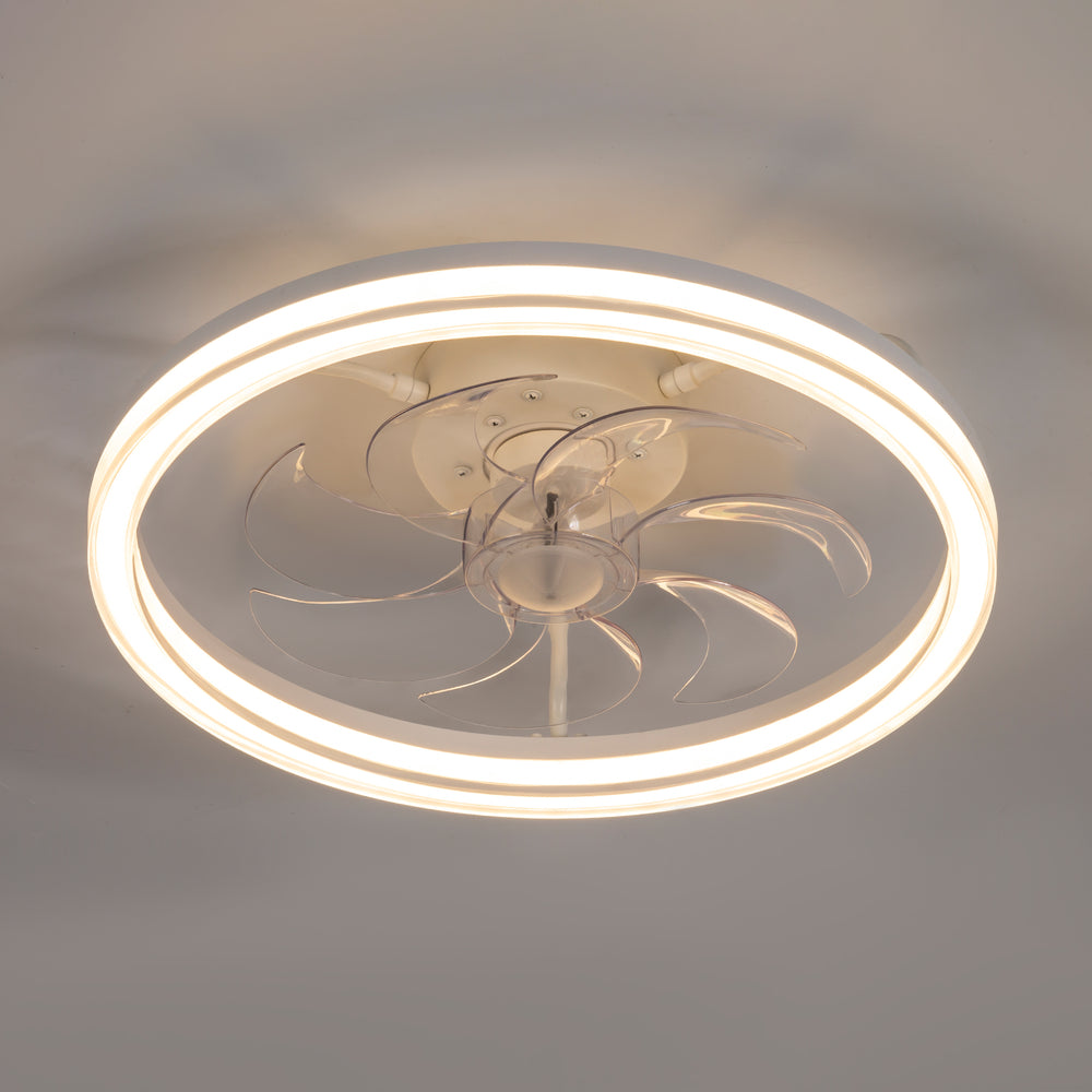 20 -inch White Low Profile Ceiling Fan with Light and Remote Control(7-Blade)