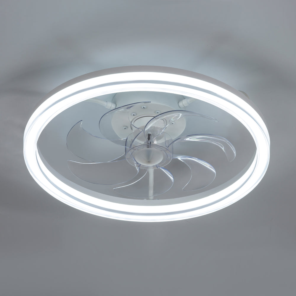 20 -inch White Low Profile Ceiling Fan with Light and Remote Control(7-Blade)