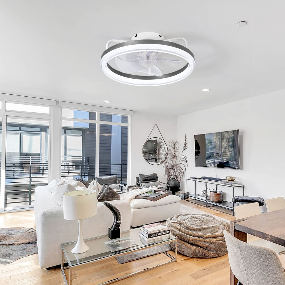 16 Inch 7-Blade Flush Mount LED Ceiling Fan with Light and Remote