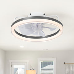 16 Inch 7-Blade Flush Mount LED Ceiling Fan with Light and Remote