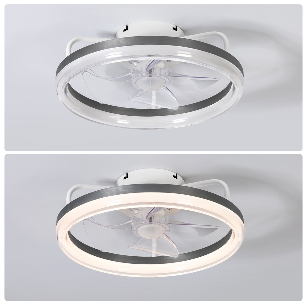 16 Inch 7-Blade Flush Mount LED Ceiling Fan with Light and Remote
